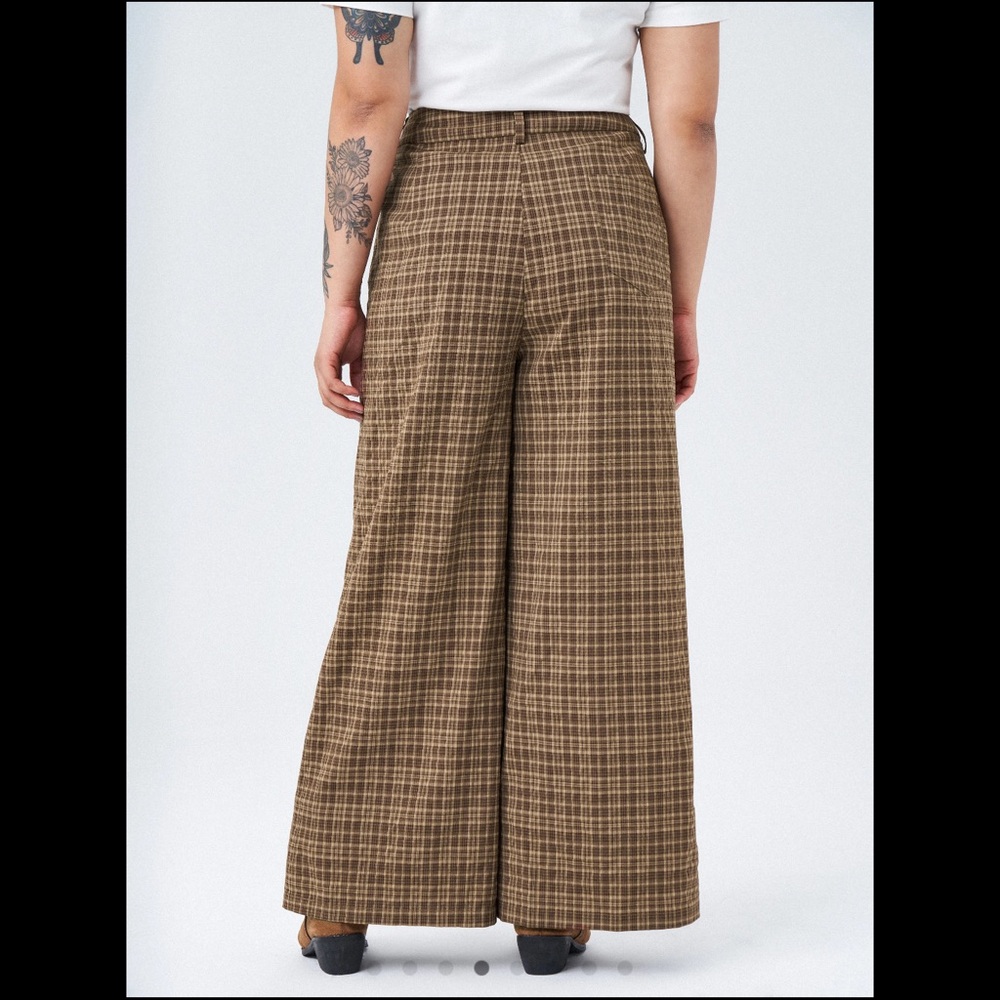 Cider Brown Tartan Wide Leg Trousers - Picture 6 of 10